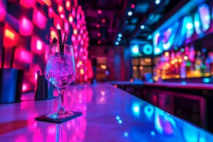 酒吧内的绚丽酒杯