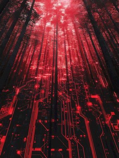 红色科技森林奇幻景观