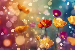 梦幻多彩花朵绽放美景