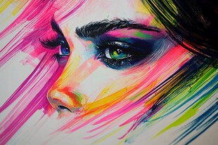 绚丽彩妆女子的艺术侧颜