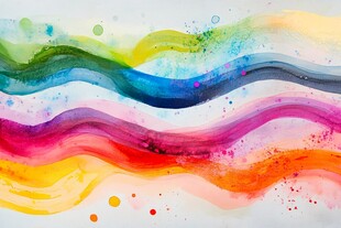 彩色波浪水彩抽象背景图
