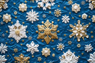 蓝底金银雪花精美装饰图