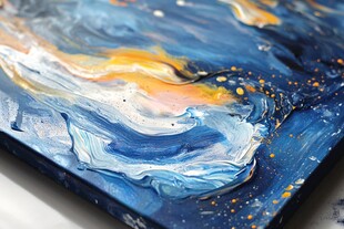 蓝色抽象流体艺术画作
