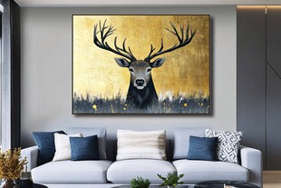 客厅中麋鹿挂画装饰
