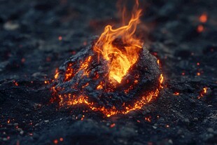 地面上燃烧的炽热火焰