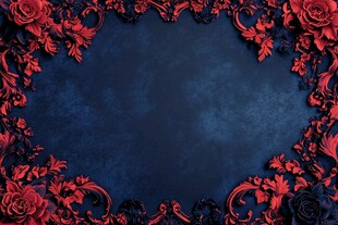 深蓝底红玫瑰华丽装饰框