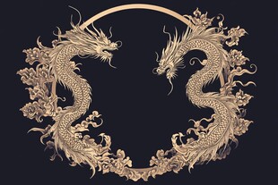 双金龙环绕中式华丽图案