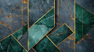 墨绿金纹几何大理石背景