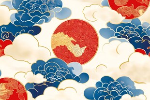 中式云月祥瑞图案设计