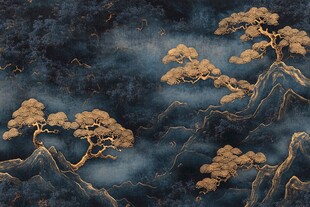 墨韵金松绘山川意境