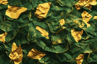 褶皱黄绿纸张纹理背景