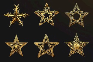 金色五角星装饰图案集合