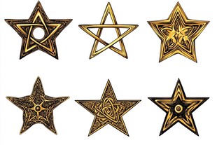 复古风格五角星图案集合