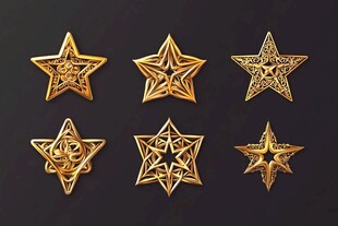 金色精致五角星饰品展示