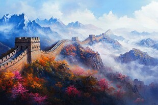 秋日壮丽长城绘绝美山河