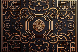 中式黑金奢华古典花纹图案
