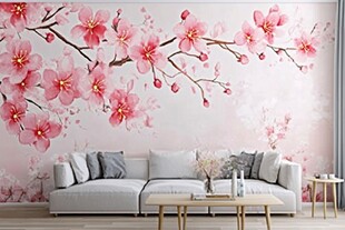 浪漫樱花背景墙 温馨客厅