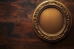 复古金框 置于木质背景