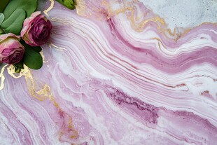 粉金大理石纹与娇艳玫瑰