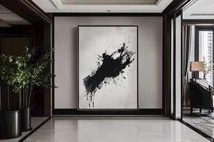 现代风大厅的艺术水墨画