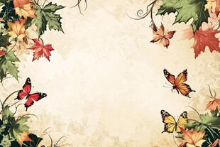 秋日蝶舞花卉复古背景图