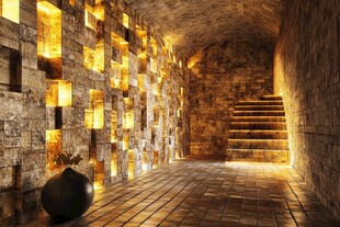 石砌隧道内的温馨光影空间