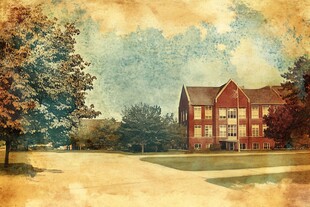 复古风格的校园建筑美景