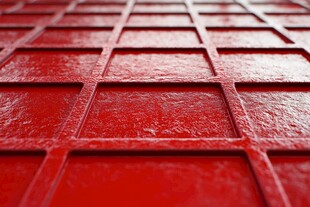 红色方格纹理金属表面