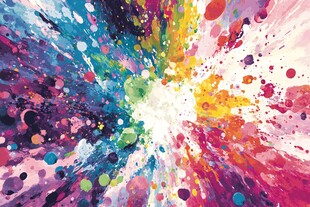 绚丽多彩的颜料飞溅画面