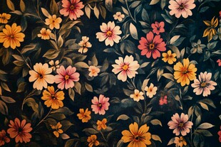 复古繁花图案背景纹理