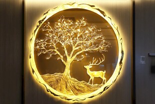 金色树鹿艺术墙饰