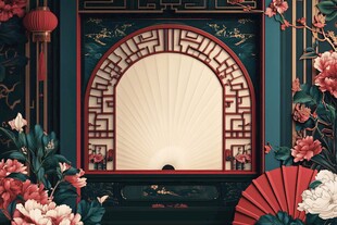 中式古典窗景花卉之美