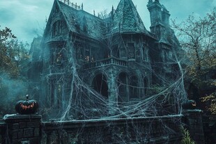 阴森古堡的万圣节氛围