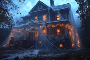 万圣节装扮的梦幻鬼怪屋