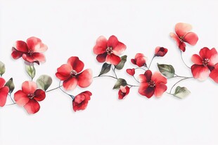 红色花卉装饰图案