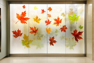 秋日枫叶玻璃装饰画