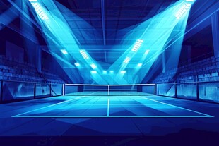 炫酷灯光下的乒乓球场地