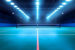 室内羽毛球场地灯光璀璨
