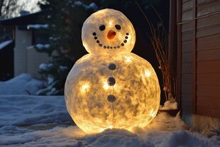 发光雪人点亮冬日庭院