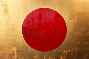 金色背景上的红色大圆