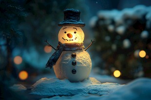 发光雪人营造冬日温馨氛围