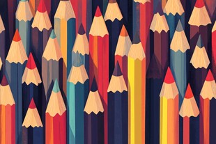 多彩铅笔排列图案