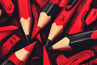 红色铅笔创意排列图案