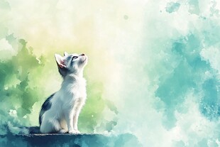 仰望的小猫