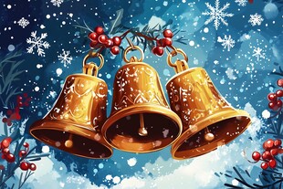 圣诞金铃雪景图