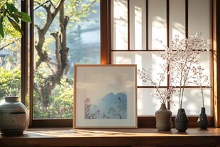 窗边雅致景致与艺术挂画