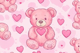 粉色小熊爱心可爱图案