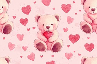 粉色小熊爱心浪漫图案