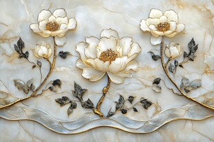 中式玉雕花卉装饰图案