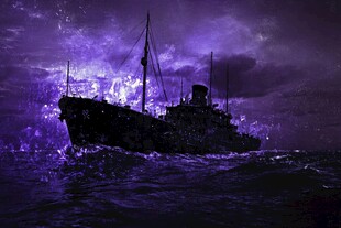 紫夜中的神秘航行船只